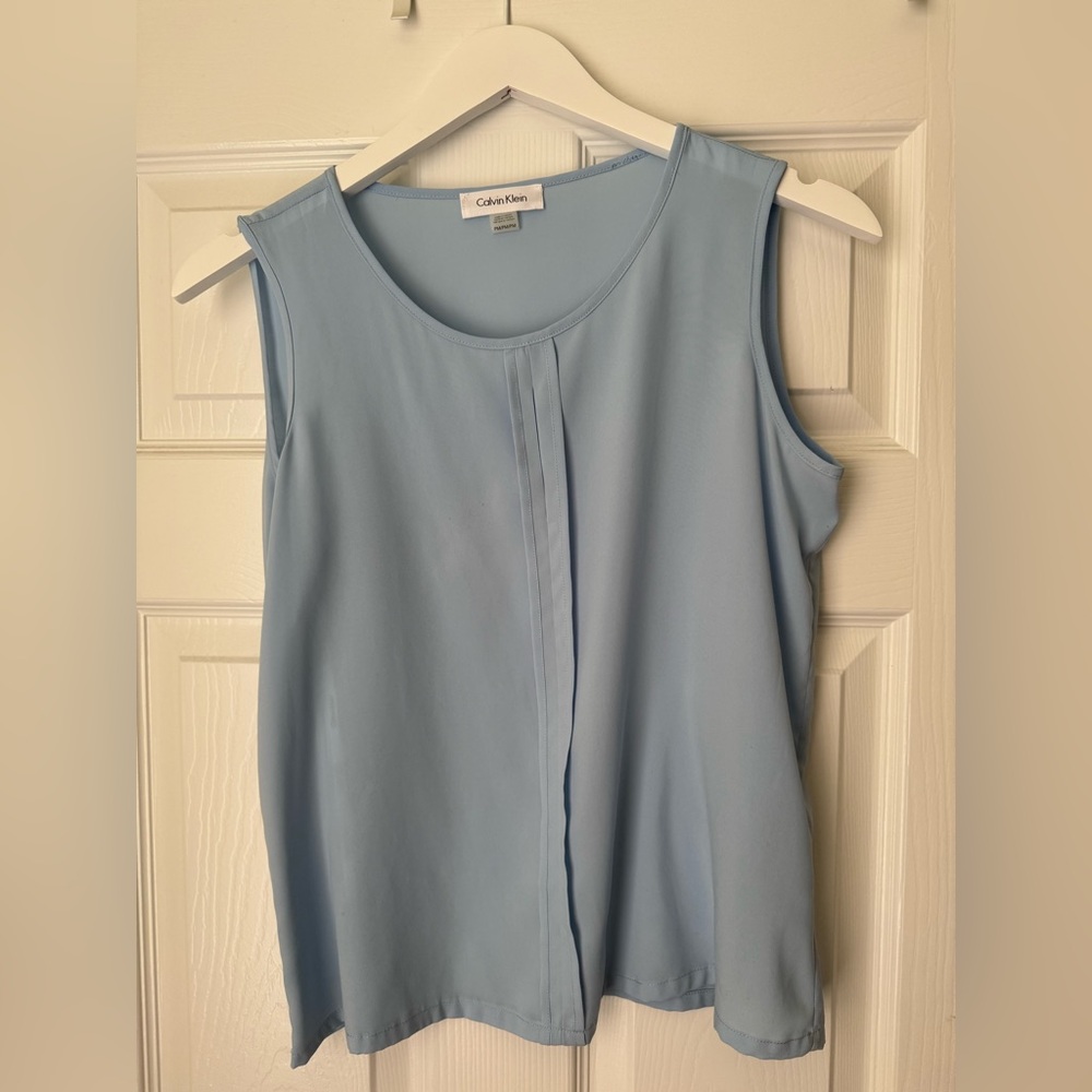 Calvin Klein Women's Light Blue Sleeveless Blouse